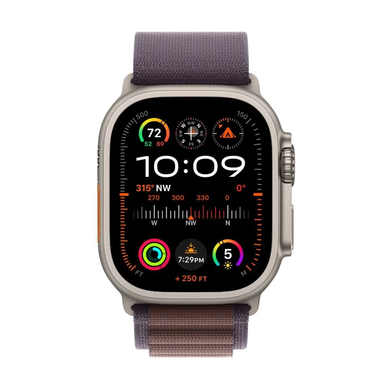 Apple Watch Ultra2 Cellular 49mm titanium case with Indigo Alpine loop - small