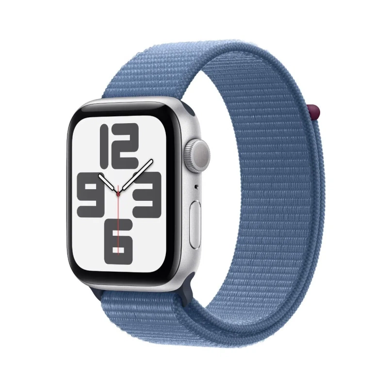 Apple Watch SE2 v2 GPS 44mm Silver aluminium case with Winter Blue sport loop