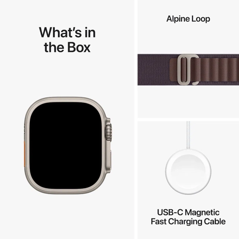 Apple Watch Ultra2 Cellular 49mm titanium case with Indigo Alpine loop - small