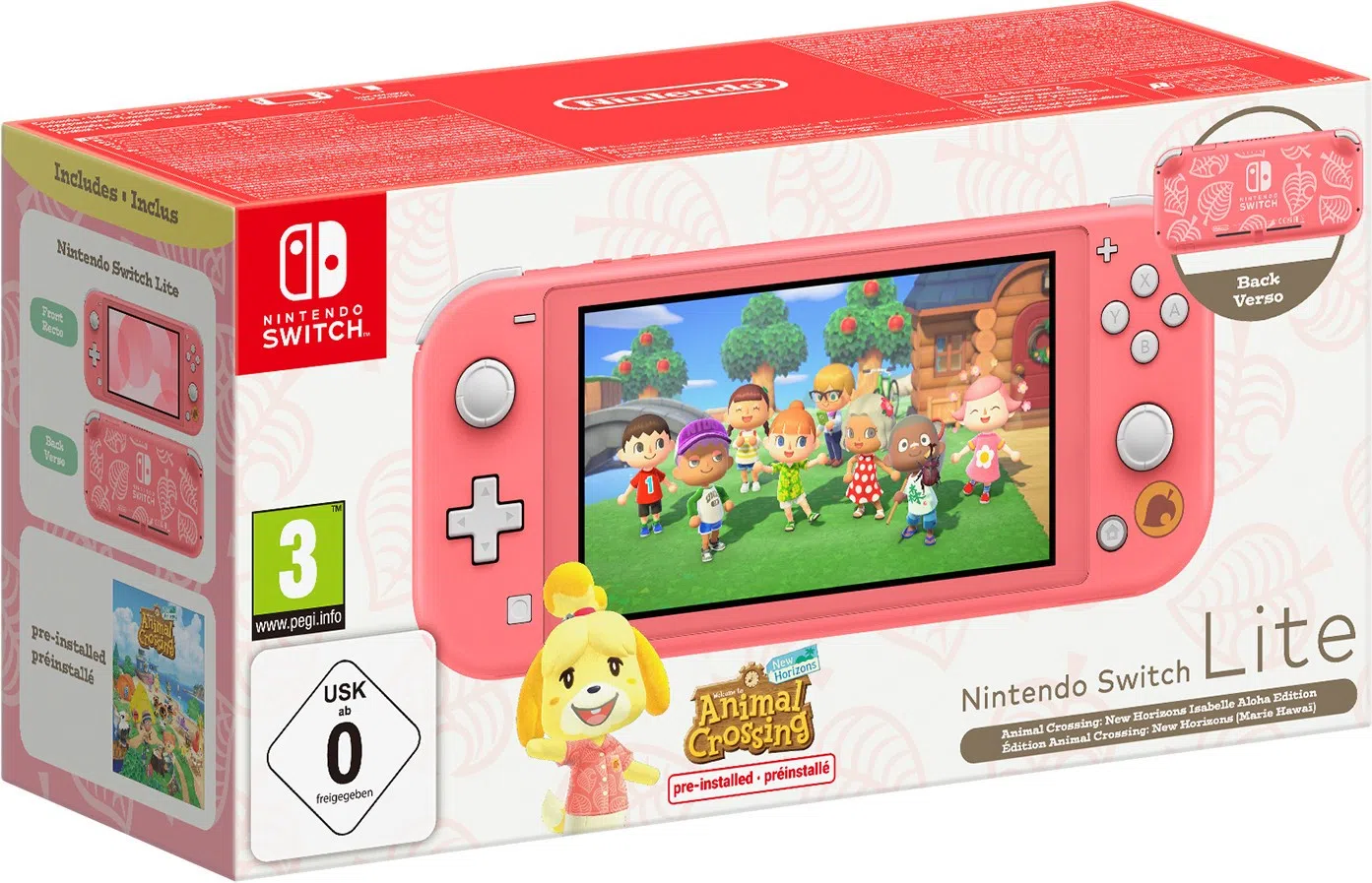 Nintendo Switch Lite Console - Coral Animal Crossing Isabelle's Aloha Limited Edition