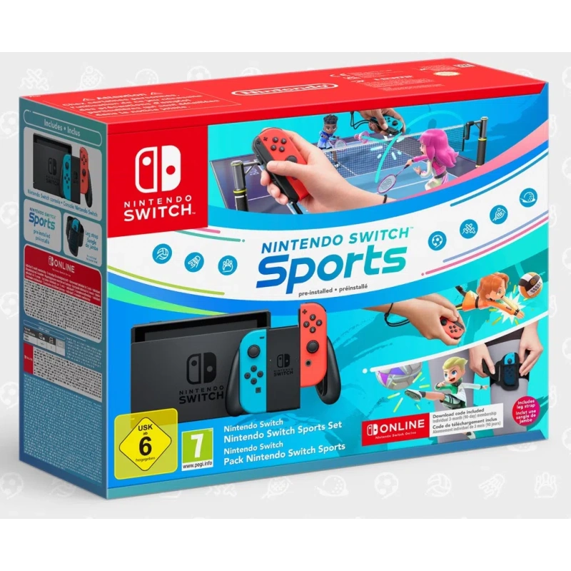 Nintendo Switch Console - Red & Blue Joy-Con HAD v1.1 Switch Sports & 3MO bundle