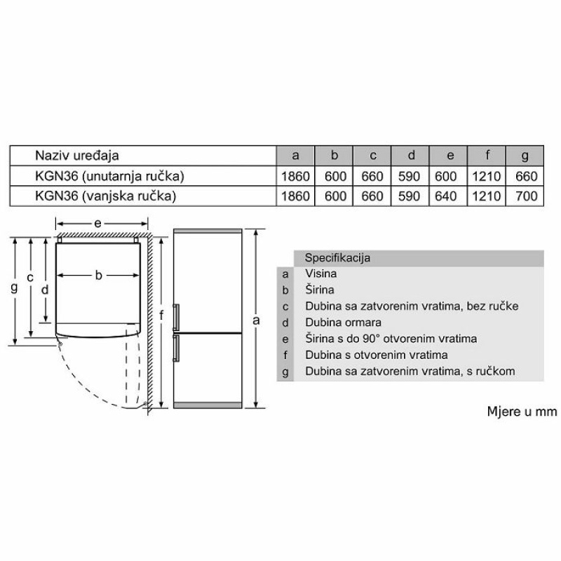 BOSCH hladnjak kombinirani KGN36VLED