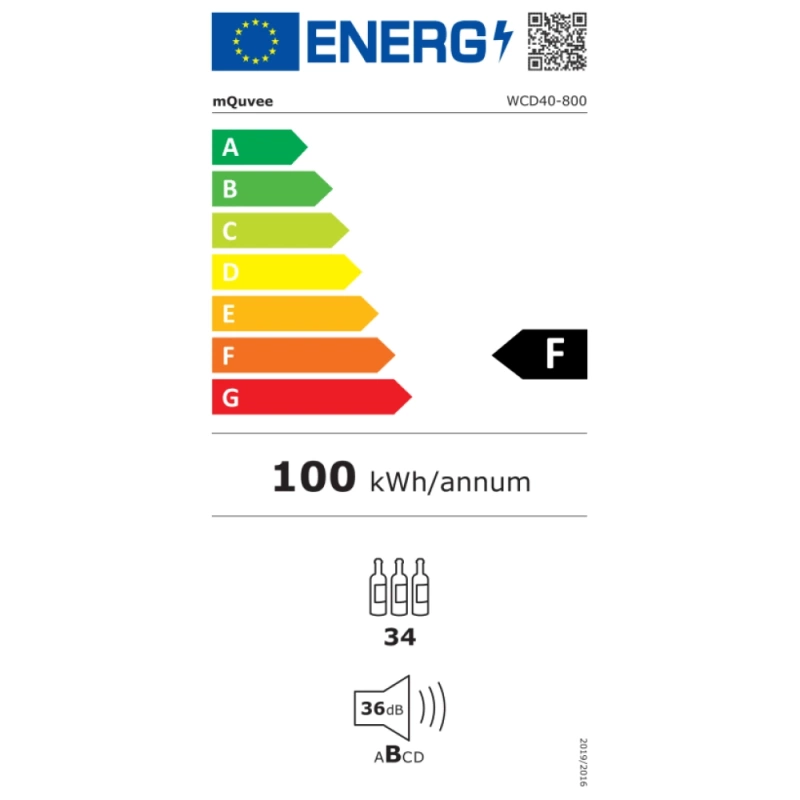 mQuvee Podpultni ugradbeni hladnjak za vino WCD40FGB-800