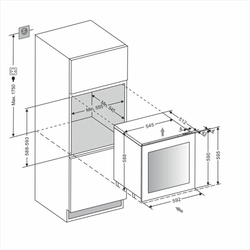 mQuvee Ugradbeni hladnjak za vino WineKeeper 25D Push-Pull