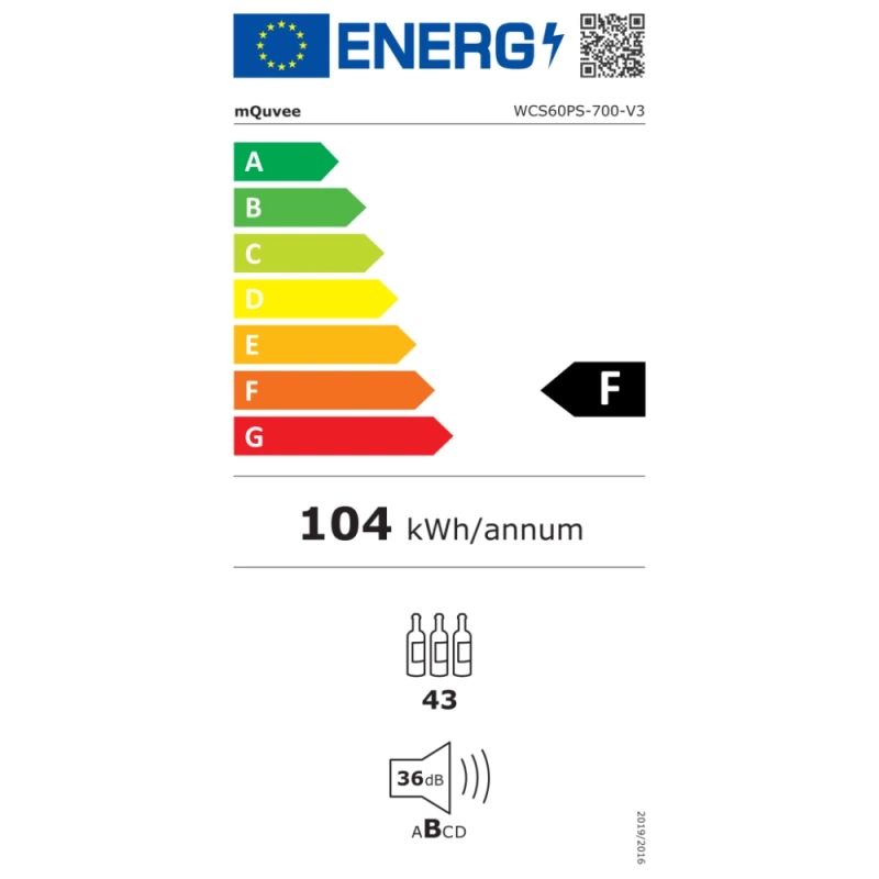 mQuvee Podpultni ugradbeni hladnjak za vino WCS60ABPS-700