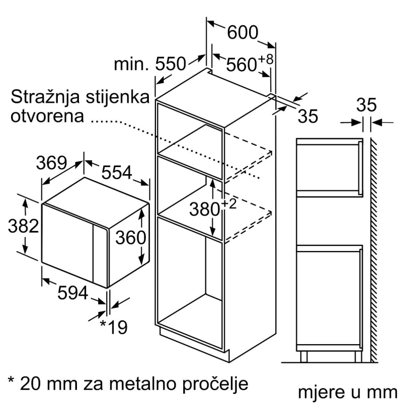 Bosch ugradbena mikrovalna pećnica BFL554MS0