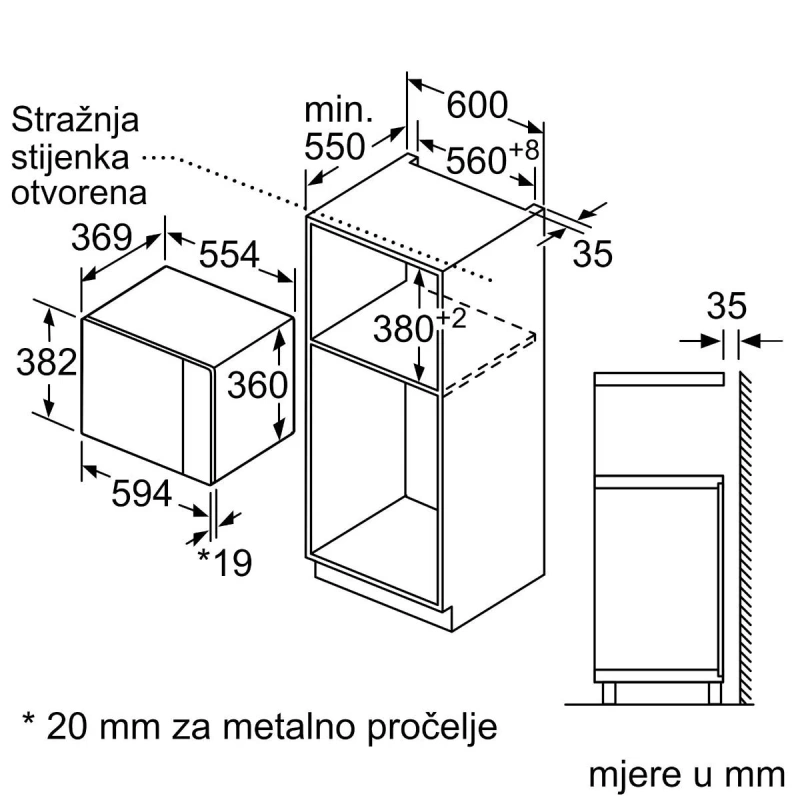 Bosch ugradbena mikrovalna pećnica BFL554MS0