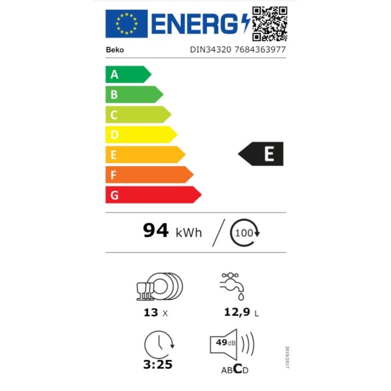 BEKO perilica posuđa ugradbena DIN34320