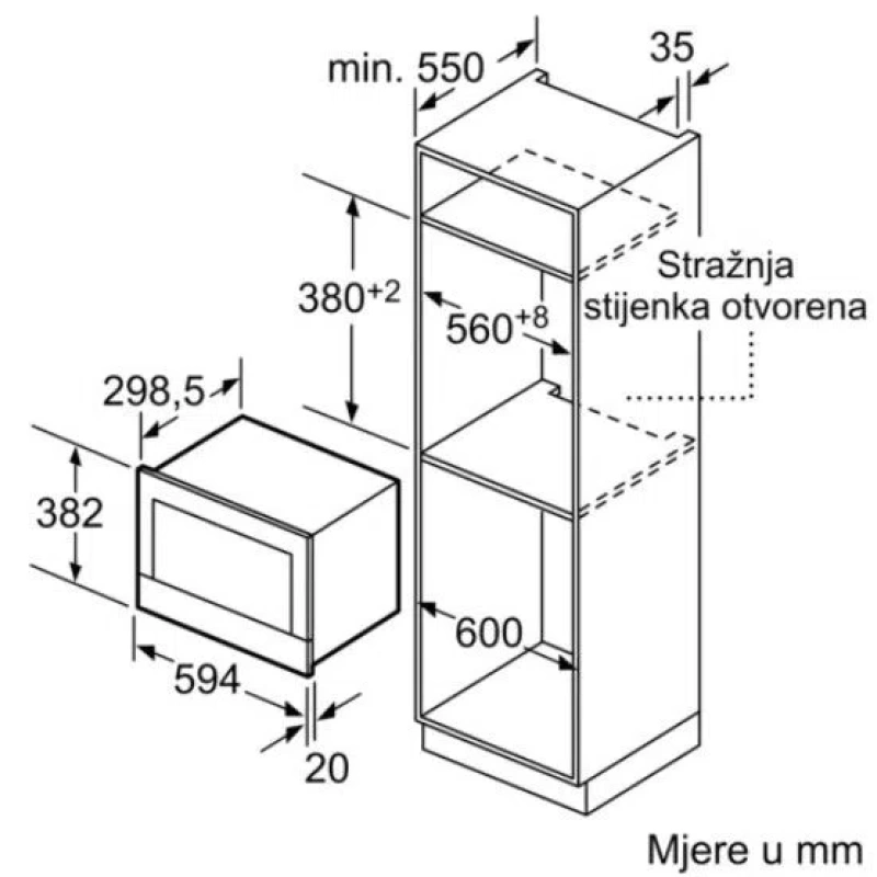 BOSCH mikrovalna pećnica ugradbena BFL634GW1