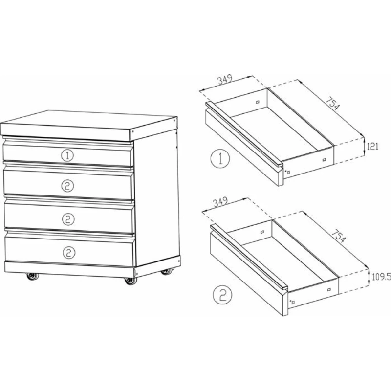 CRNI INOX MODUL LADICA 10995 – 83 CM