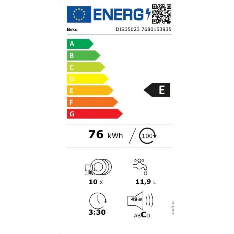 BEKO perilica posuđa ugradbena DIS35023