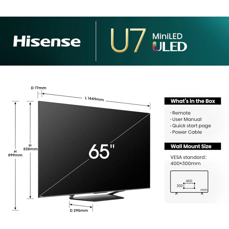 Hisense 65'' ULED 65U7NQ 4K Smart TV