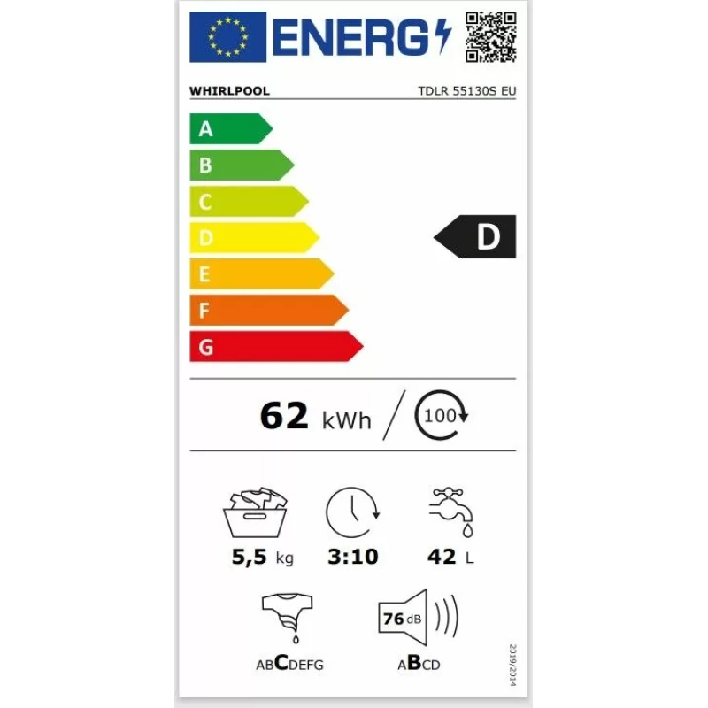 Whirlpool perilica rublja sa gornjim punjenjem TDLR 55130S EU