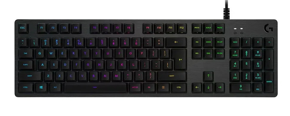 Logitech Tipkovnica G512, gaming, LIGHTSYNC RGB, mehanička-GX Red, žičana, aluminijska, crna