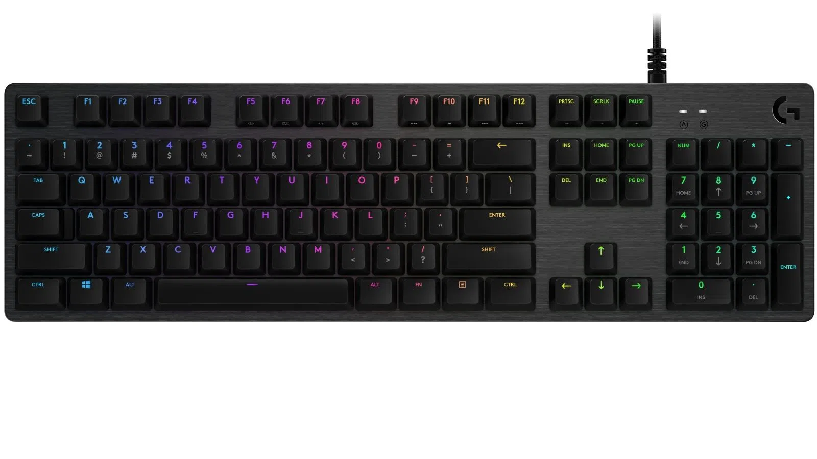 Logitech Tipkovnica G512, gaming, LIGHTSYNC RGB, mehanička-GX Brown, žičana, aluminijska, crna