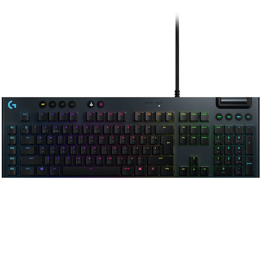 Logitech Tipkovnica G815, gaming, LIGHTSYNC RGB, mehanička-tactile, žičana, aluminijska, crna