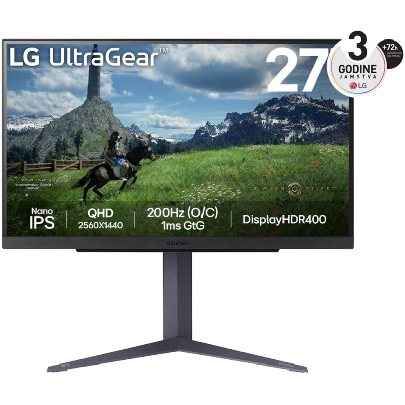 Monitor 27" LG 27GS85Q-B, QHD, Nano IPS, 180Hz, 1ms