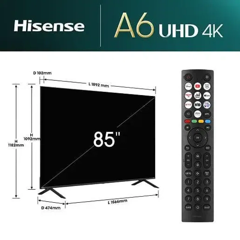 Hisense 85'' 85A6N 4K Smart TV