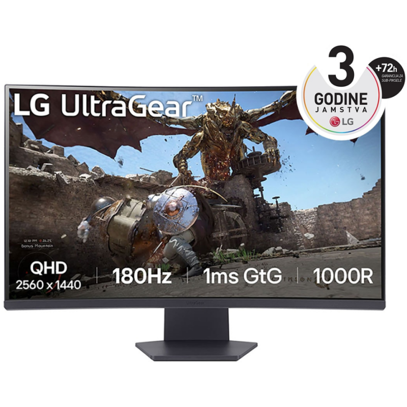 Monitor 32" LG 32GS60QC, VA, QHD, 180Hz, zakrivljeni