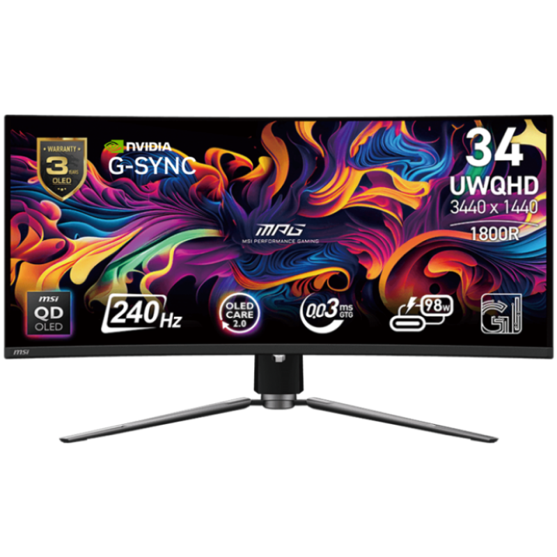 Monitor 34" MSI 341CQPX QD-OLED, UWQHD, OLED, 240Hz