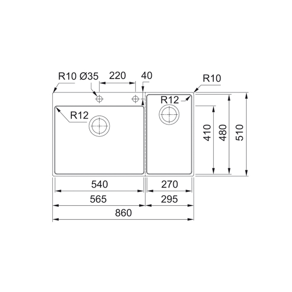 Sudoper Franke BOX Center BWX220-54-27 lijevi ocjeđivač