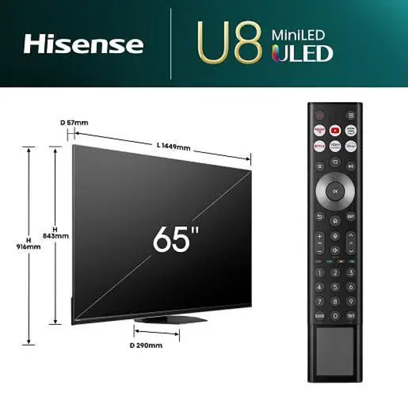 Hisense 65'' ULED MiniLED 65U8NQ 4K Smart TV