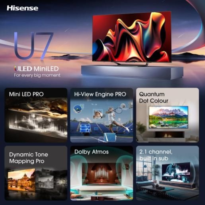 Hisense 75'' 75U7NQ 4K UHD ULED Mini LED