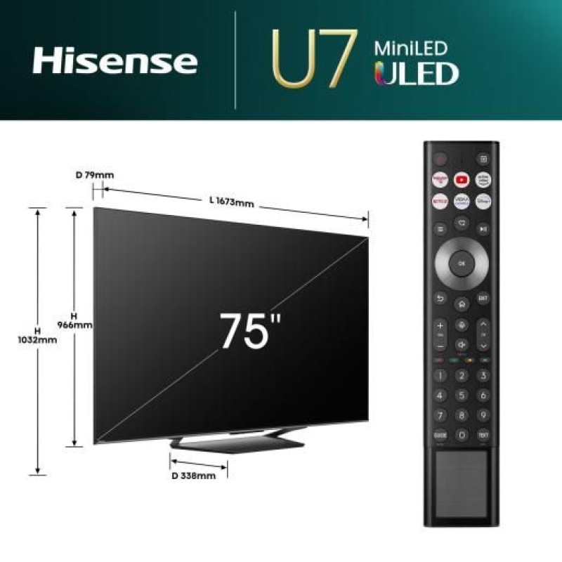 Hisense 75'' 75U7NQ 4K UHD ULED Mini LED