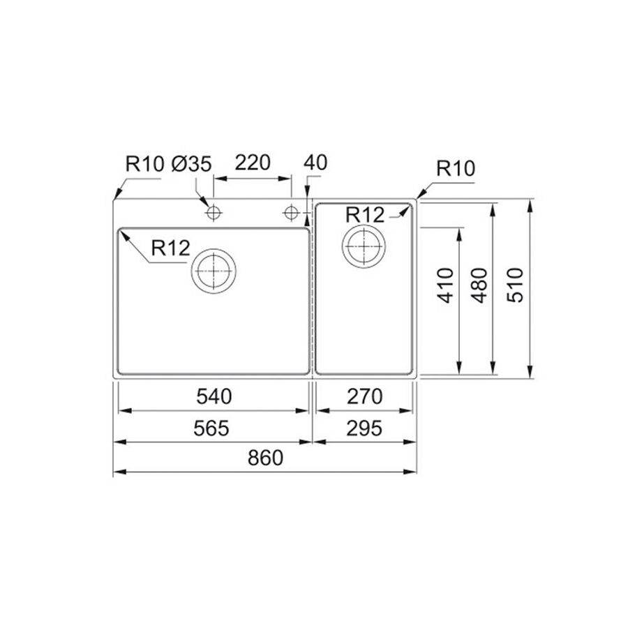 Sudoper Franke BOX Center BWX220-54-27 desno ocjeđivač