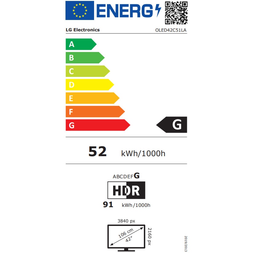LG 42'' OLED42C51LA Ultra HD OLED 4K HDR 120 Hz