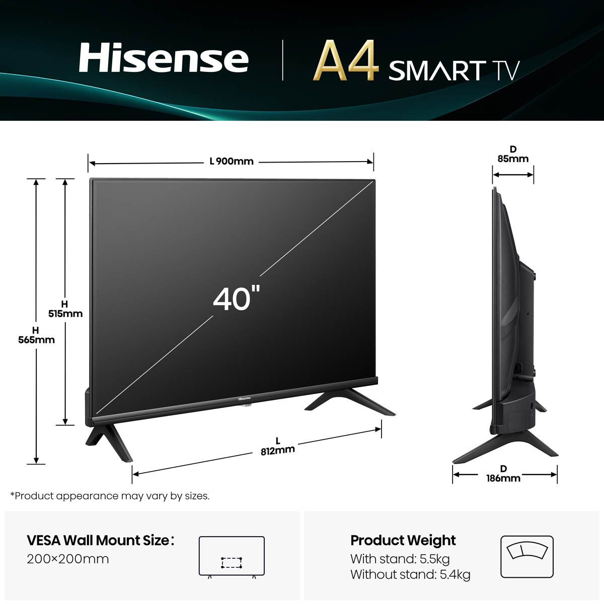 Hisense 40" LED TV 40A4Q Full HD Smart TV