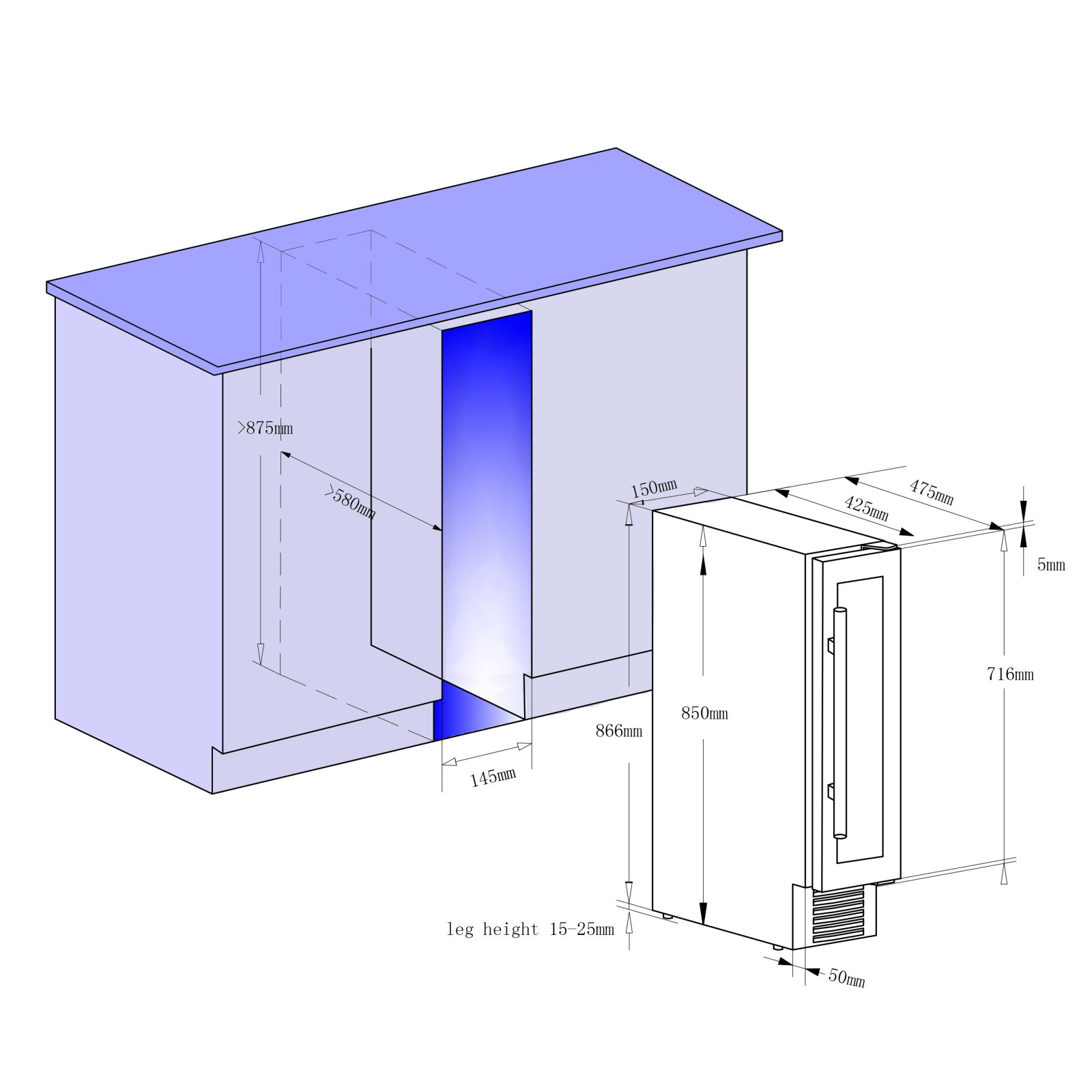 STARCREST SWN-1807 Podpultni ugradbeni hladnjak za vino