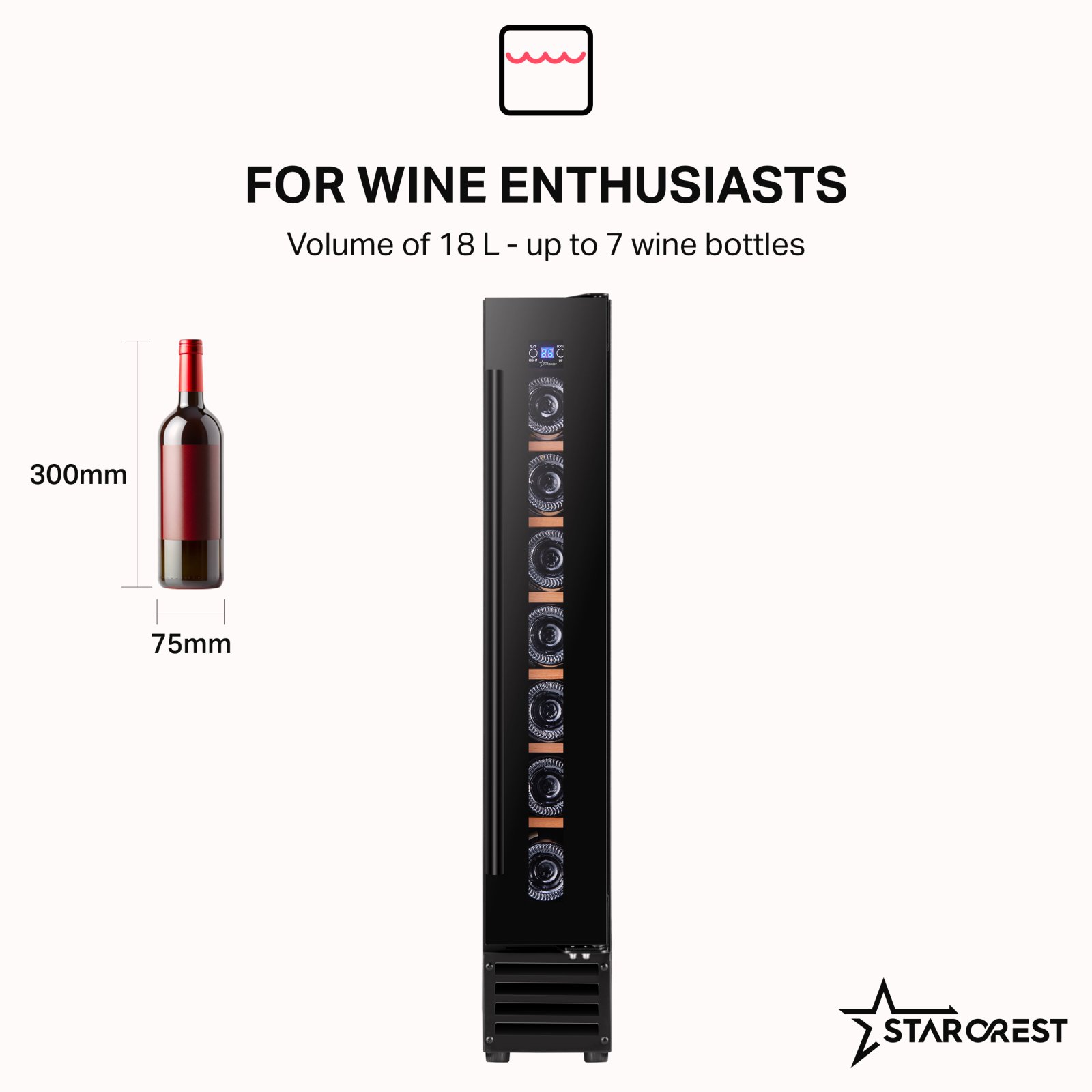 STARCREST SWN-1807 Podpultni ugradbeni hladnjak za vino